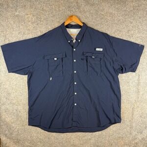 Columbia PFG Shirt Men 3X Blue Vented Hunting Fishing Outdoor Button Up